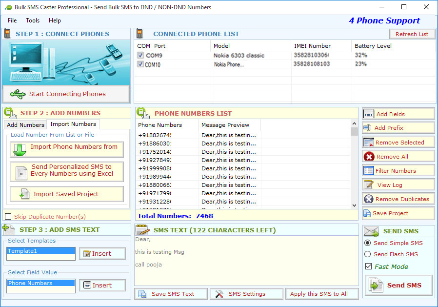 Bulk SMS Caster Professional