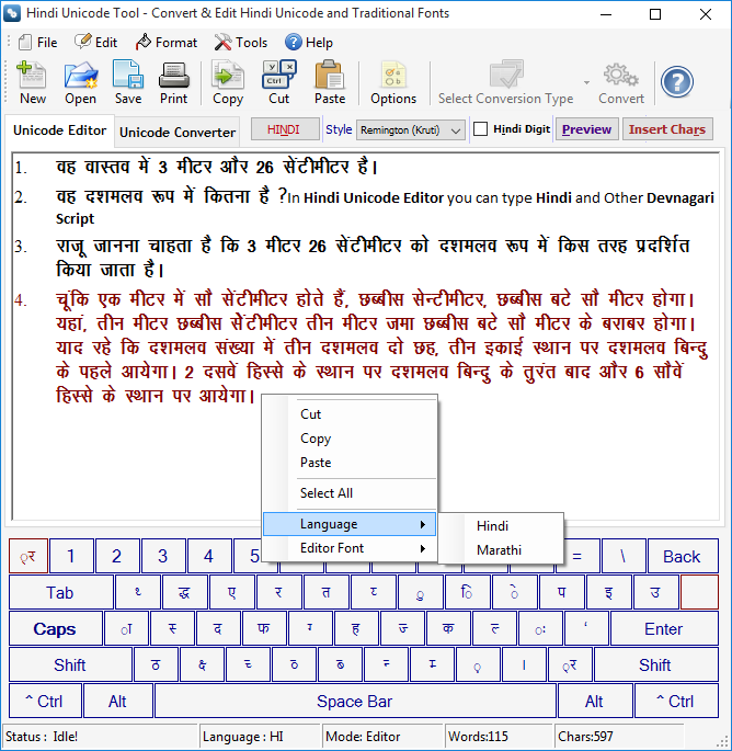 hindi unicode tool