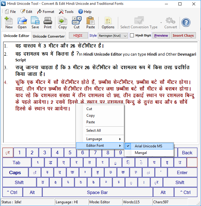 hindi unicode tool