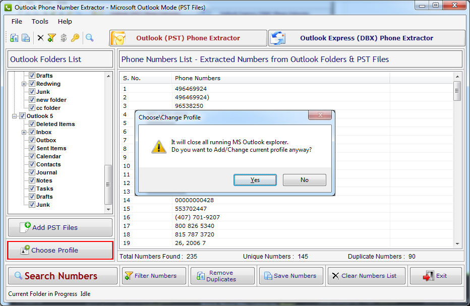 Outlook Number Extractor